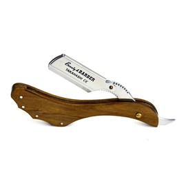BEAUTY & BARBER Straight Razor, Professional Barber Classic Straight Edge Razor - TAKAHASHI Straight Razor Blade for Barber includes 20 free blades (Mahogany Wood Handle Straight Razor)