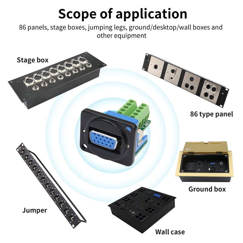 QIANRENON VGA DB15 Panel Mount Adapter VGA DB15 Female to