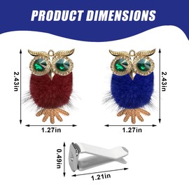 2PCS Bling Crystal Owl Car Dashboard Air Vent Trim Clips - Rhinestone Cute Owl Perfume Clip Car Diffuser Air Freshener Vent Clip Charms - Auto Interior Decorative Clips for Women (Blue/Burgundy)