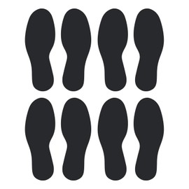 LiteMark Floor Vinyl Decals Footprint Stickers – line up Stickers for Classroom Floor, Offices, Dance, Events – Temporary Spot Markers, Black, 10.5 Inch, Pack of 8 Pcs (4 Pairs)