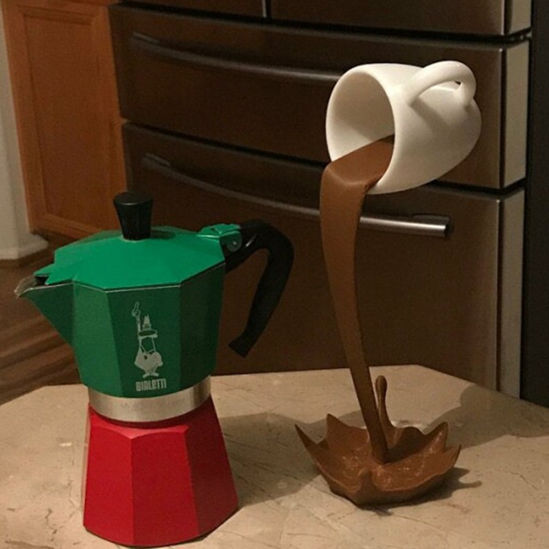 Floating Spilling Coffee Cup Spilling Pouring Coffee Cup Sculpture Sculpture