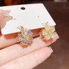 Dainty Gold Crystal Flower Hoop Earrings Hypoallergenic Opal Floral Statement