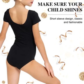 Black Leotard for Girls,Short Sleeve Black Dance Ballet Leotards for Girls Gymnastics Kids,Soft Ballerina Costume Bodysuit (Black, 5XL)