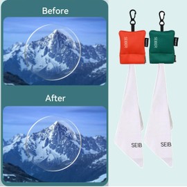 SEIBER Eyeglass Cleaning Microfiber Cloth - with Neoprene Pouch | 7 x 7 inch Glasses Cleaning Cloth for Sunglasses,Laptops, Cameras,Screen | Self-Closing Bottom(2PCS,OR GRN)