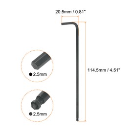 QUARKZMAN Hex Key Set with Ball Head 2.5 mm L Shape Extra Long Arm Hex Key Metric Key Made of Chrome Vanadium Steel for Craftsmen Allen Key Set Black