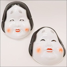 Mask Okame 6154 Approx. H 9.1 inches (23 cm) / Loach Scoop, Ennichi Bon Odori Ichigi Ichigeki Hidden Art Hyottoko
