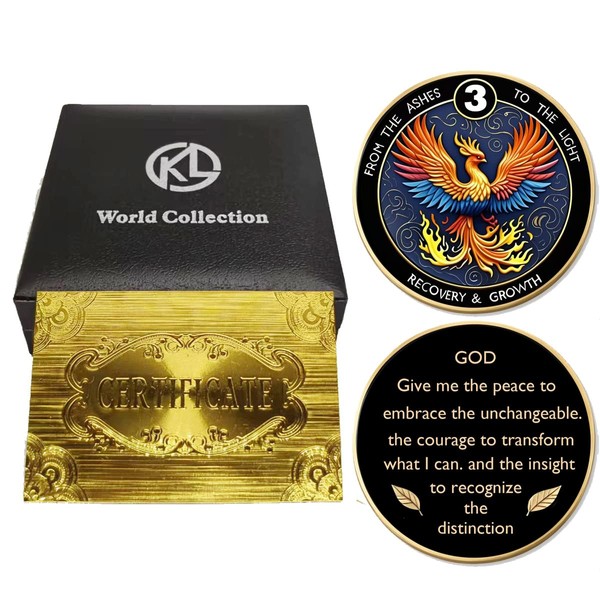 Phoenix 3 Years Sobriety Commemorative Gift Set Recovery Anniversary Gift