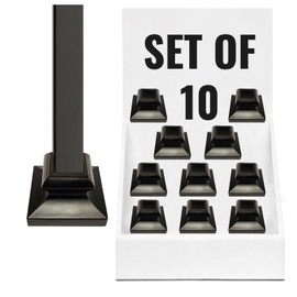 Decorex Hardware Aluminum Flat Base Slim Shoe - DIY-Friendly Metal Balusters Shoe Base Staircase - Powder Coated Satin Black Stair Spindles Bases - Set of 10, for 1/2" Square Balusters - DH-SS2