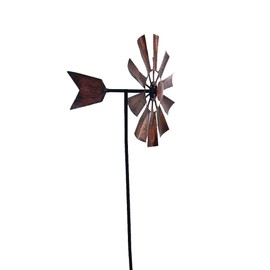 Iron Metal Windmill Garden Rotating Ornament Plug-in Decoration Ground Mount Entryway Veranda Decor (styleA)