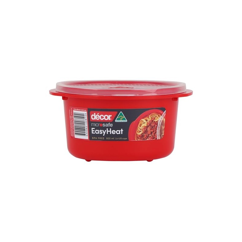 Decor Microsafe Decor Round Container, 800ml Capacity, Red