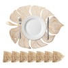 sourcing map Gold Palm Leaf Shaped Placemats Set of 8