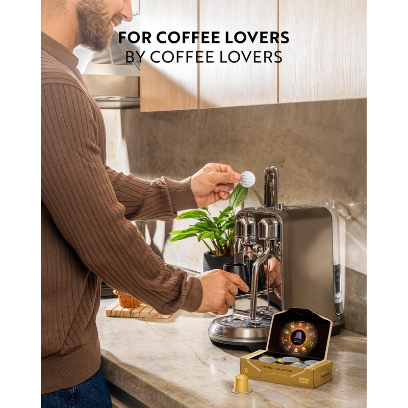 ROSSO CAFFÈ 120 Espresso Coffee Pods for Nespresso Original Machines,
