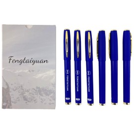 Fengtaiyuan B10P18x6, Blue Gel Ink Rollerball Pens - Comfortable Non-Slip Grip, Blue Ink, Bold Point, 1.0mm, Quick-Drying Ink, 6-Piece Box (B10P18x6)