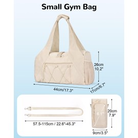 Outplea 20L Gym Bag with Water Bottle Bag for Women, Lightweight Sports Duffel Bags with Shoe Compartment for Yoga, Small Travel Duffel Bags, Beige