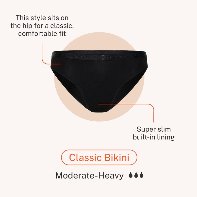 Modibodi Leak-Proof Pants Classic Black Bikini for Period and Incontinence