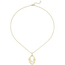 Jobo Women's Necklace with Pendant 925 Sterling Silver Gold-Plated 5 Zirconia 45 cm, Silver, Cubic Zirconia