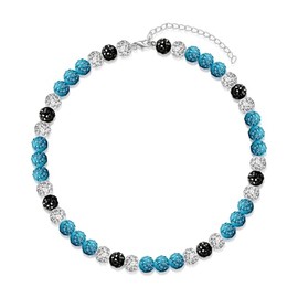 HMOOY Baseball Necklace for Men Women, Rhinestone Inspired Beads Necklace Disco ball Dirp Accessoies Necklace Unisex Athlete Sport Necklace Jewelry for Lovers (22in, Turquoise/Black/White)