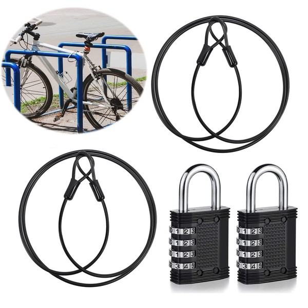Pack of 2 Cable Lock Combination Lock, Safety Rope with
