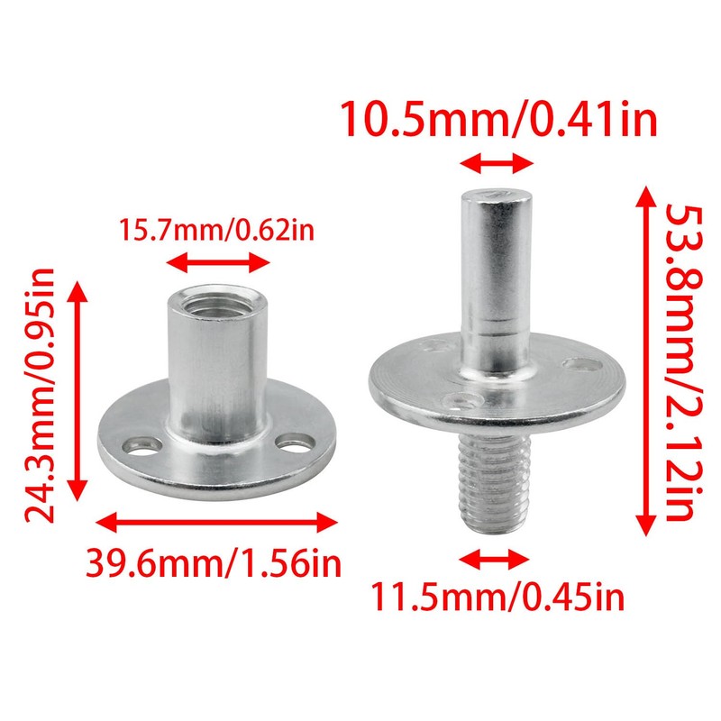 Metal M12 Bed Post Connector Furniture Leg Connector Screw-in T-Nut