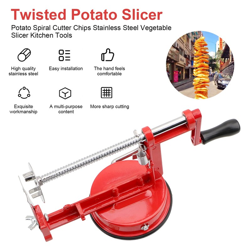 Tornado Potato Spiral Cutter, Stainless Steel Manual Potato Spiral Twister,