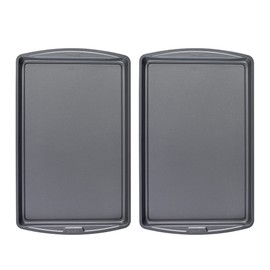 GoodCook Dishwasher Safe Nonstick Steel Cookie Sheet, 11'' x 17'', Gray, Set of 2, Silver