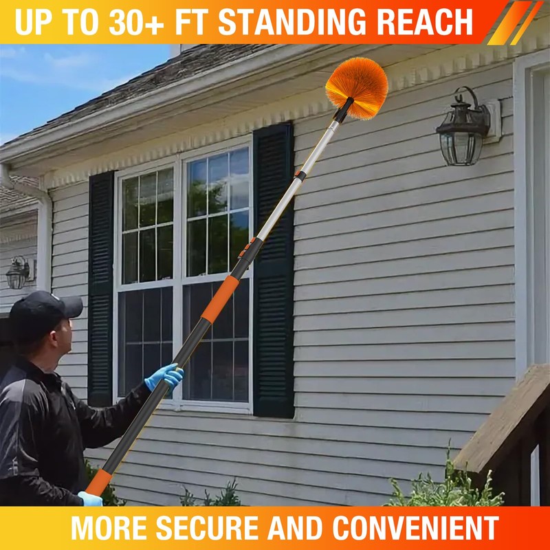 LAANPOLE 30FT (36FT Reach) Cobweb Duster with Extension Pole, Spider