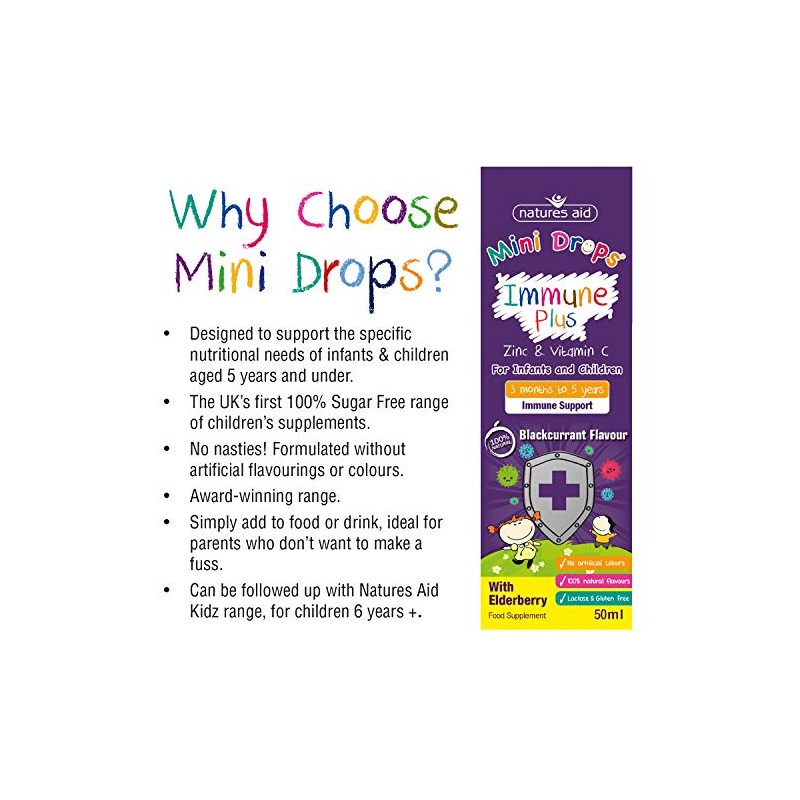 Natures Aid Immune Plus Mini Drops for Infants and Children,