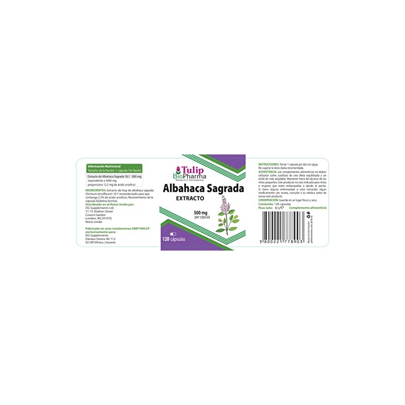 Tulsi Holy Basil 5000mg Equivalent (500mg of 10:1 Extract) 120