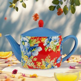 Certified International Blossom 36 oz. Teapot, 10.25" x 4.75" x 6.5", Multicolor