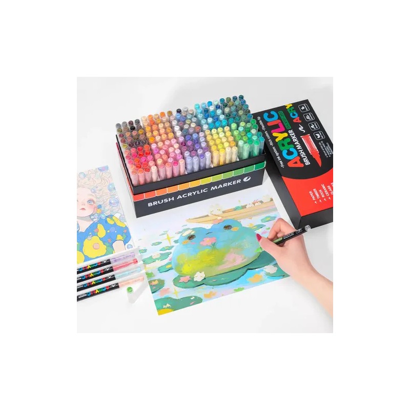 48 Plumones Punta Pincel Brush Pintura Acrílica