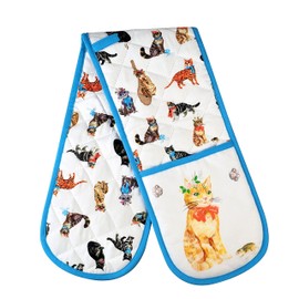 Double Oven Gloves Kitchen Cooking Baking Oven BBQ Pans Potholder Mitts Mitten Grill Novelty- Pretty Cats 100% Cotton Double Oven Gloves heat resistant UK