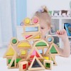 Agirlgle Wood Building Blocks Set for Kids 24 Pcs Rainbow