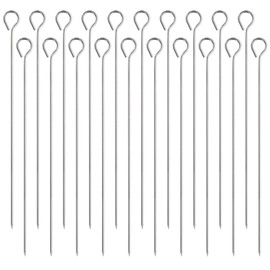 Kebab Skewers 20cm, 20pcs Stainless Steel Barbecue Kabob Skewers Reusable Metal BBQ Kebab Grilling Skewer Sticks for BBQ Oven Grill