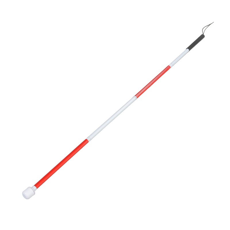 Folding Blind Cane Anti Slip Handle Red White Aluminium Light