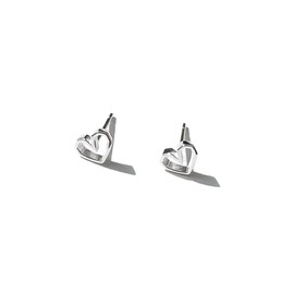 [Anna Flair] [SILVER925] TINY LINE HEART EARRINGS AE223001 Tiny Line Heart Earrings 925 Silver Small Line Hypoallergenic, Silver