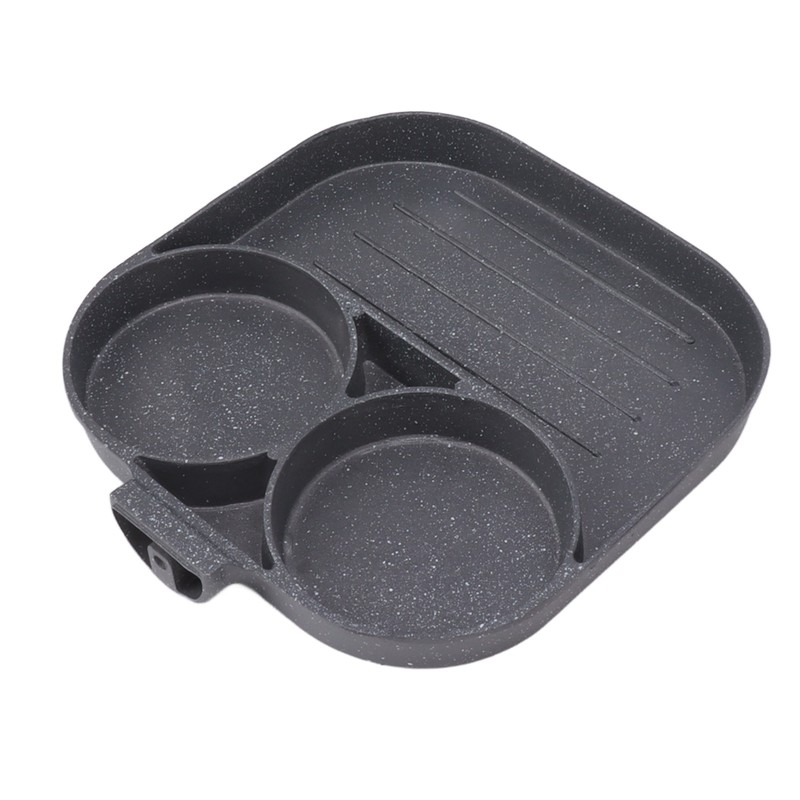 Egg Frying Pan 2 Round Cup 3 Section Stick Proof