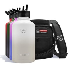 NATURE PIONEOR Insulated Water Bottles with Straw - 64oz Stainless Steel Vacuum Bottle with Holder/Carrier/Sleeve - Reusable 18/8 Food Grade Thermos Water Jug