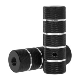Partuto 2 Pcs Aluminum Alloy Anti-Skid Bike Pegs 110mm Length Four Stripes Pattern Bicycle Backseats Stands Cycling Foot Pegs 9/16 Inch Axles Black