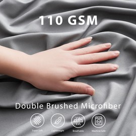 Empyrean Extra Deep Queen Fitted Sheet Only Deep Pocket Fits 18 to 24 Inch, Fitted Sheet Queen Deep Pocket, Soft Microfiber 110 GSM Deep Pocket Queen Fitted Sheet with Corner Straps, Grey