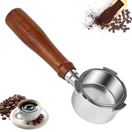 YYTECH Bottomless Portafilter 51 mm 3 Ears, Portafilter for Dedica, for Dedica EC680/EC685/EC885, Splicing Handle Made of Walnut Wood and Stainless Steel