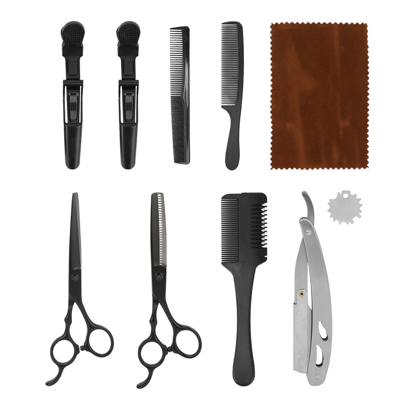 Hair Cutting Scissors Kit Clip Clipper Holder Comb Stainless Steel