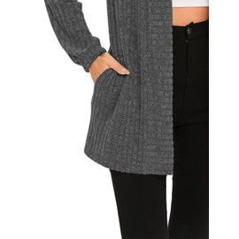iChunhua Womens Cardigan Long Open Front Lightweight Ladies Longline Cardigans with Pockets Dark Grey Large