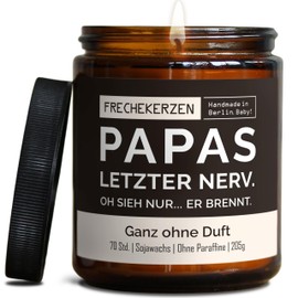 Lustige Duftkerze mit Spruch für Papa | Handgemacht aus Sojawachs | In Geschenkbox | Nachhaltiges Valentinsgeschenk | Geschenkidee Geburtstag Vater, Bester Papap zum Vatertag |Ohne Duft