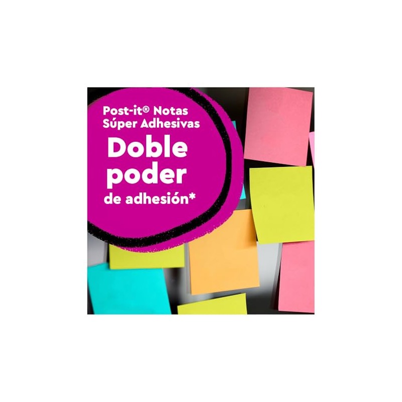 3M Post-it Notas Super Adhesivas color Negro, 5PK con 70