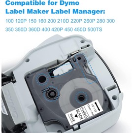 5x Pristar Compatible 45013 S0720530 Label Tape for D1 Label Tape 12 mm x 7 m Black on White for LabelManager 160 210D 280 360D 420P 450 400 LabelWriter 450 Duo LabelPoint 100 250