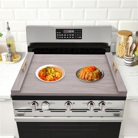Stove Top Cover for Electric Stove with 2 two Removable Handles 29.9 * 21.6 * 2.4 Inch Stove top Protector Noodle Board Stove Top Cover Board for Electric Stove and Gas Stove (Oak White)