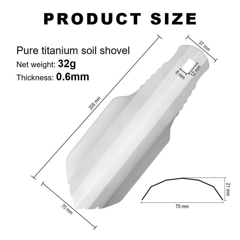 YOYEAH Ultralight Titanium Shovel, Small Garden Shovel for Gardening, Camping