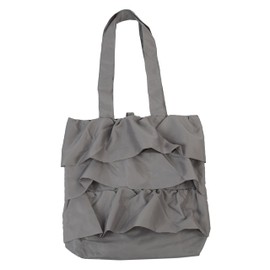 Friends Hill YW-297-341 Solid Ruffle Tote Light Gray