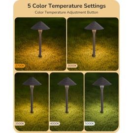 EDISHINE 5CCT Low Voltage Pathway Lights Wired, 8 Pack 2700K-5000K LED Landscape Lighting, 12V AC/DC 3W 160LM Die-Cast Aluminum Waterproof Outdoor Landscape Path Lights for Sidewalk Garden Yard