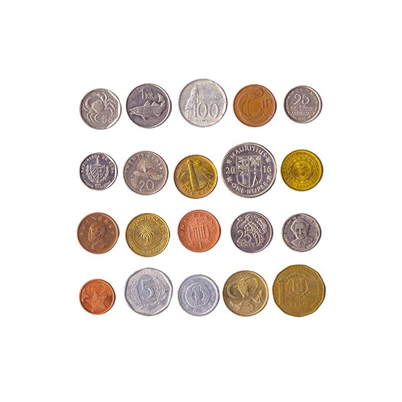 10 Different Coins Picked Randomly from The Island Countries
